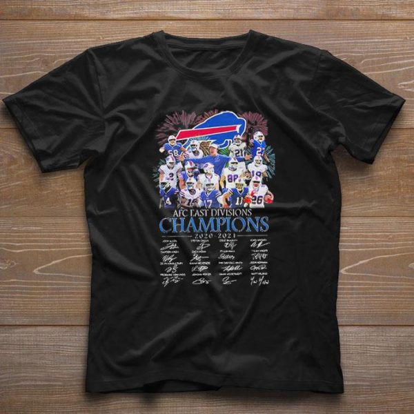 Awesome Buffalo Bills AFC east division Champions 2020-2021 signatures shirt 1