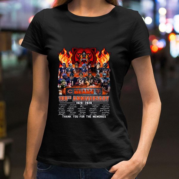 Awesome NFL Chicago Bears 100th Anniversary 1920-2020 Signatures shirt 2