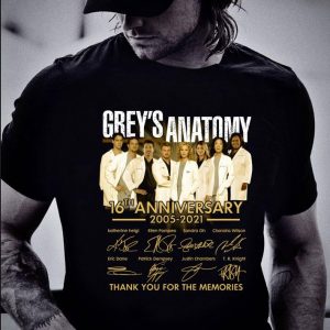 Funny All character Grey's Anatomy 16th Anniversary 2005-2021 Signatures shirt 5