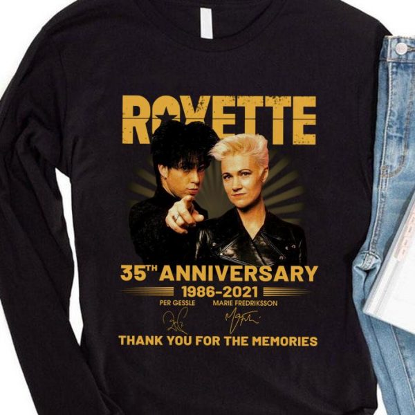 Awesome Roxette Band Rock 35th Anniversary 1986-2021 Signatures shirt 4