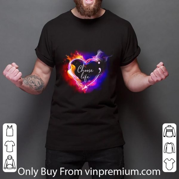 Pretty Heart Choose Life Semicolon Arrow shirt 3