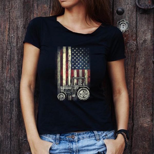 Top Vintage Tractor American Flag Patriotic shirt 1
