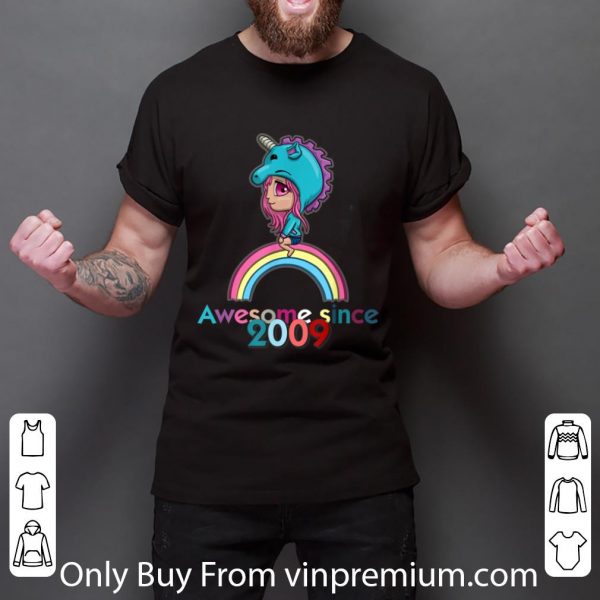 Premium Unicorn Birthday Chibi Anime Awesome Since 2009 9th shirt 3