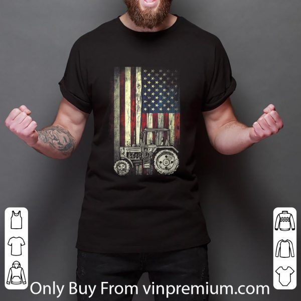 Top Vintage Tractor American Flag Patriotic shirt 3