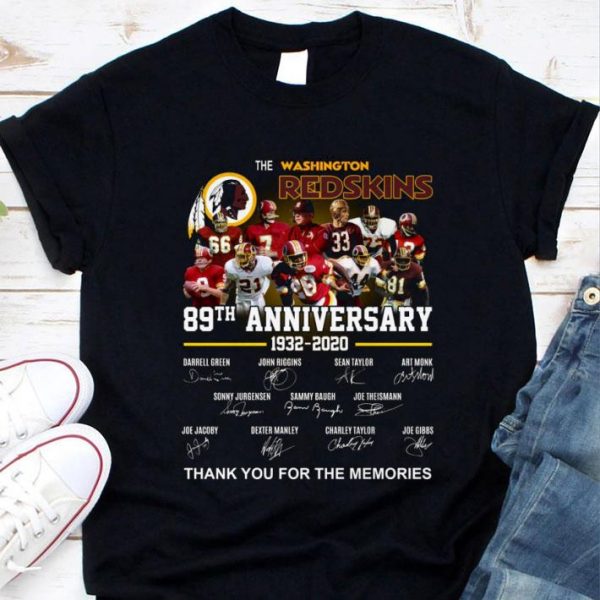 Awesome Thank You Memories The Washington Football Team NFL 89 Years Of 1932-2020 Signatures Shirt 1