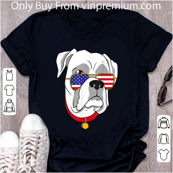 Hot White Boxer Dog Patriotic 4th Of July Women Men T- shirt 2