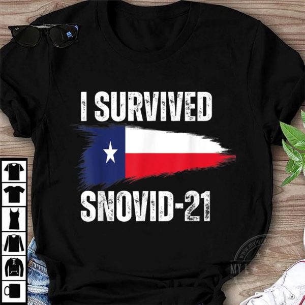 Funny I Survived Snovid-21 Texas Proud Texans Vintage Retro T-Shirt 1