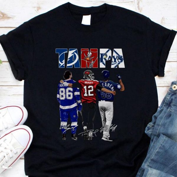 Best Tom Brady Buccaneers Tampa Bay Lightning Tampa Bay Rays Signed Shirt 1