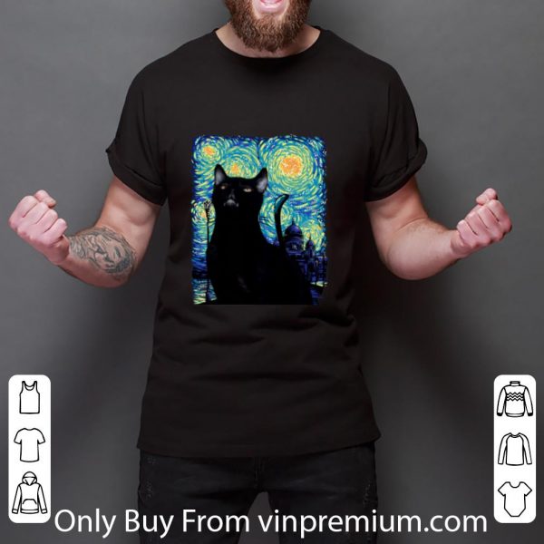 Hot Black Cat Van Gogh shirt 3