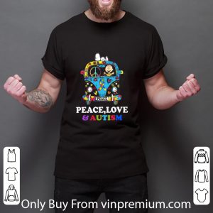 Nice Snoopy And Charlie Brown Peace Love Autism shirt 5