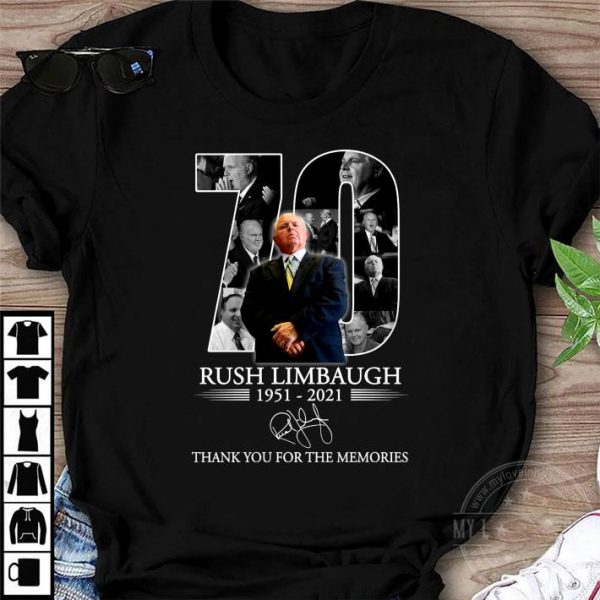 Hot 70 Years Of Rush Limbaugh RIP 1951-2021 Thank You For The Memories Shirt 1