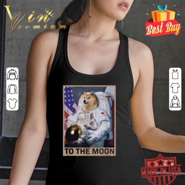 Funny Shiba Inu Dogecoin Astronaut To The Moon Blockchain Hodl Crypto Shirt 3