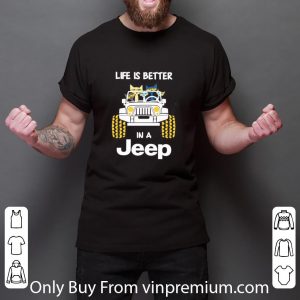 Great Life Is Better In A Jeep With Funny Cats Driving shirt 5