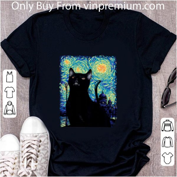 Hot Black Cat Van Gogh shirt 2