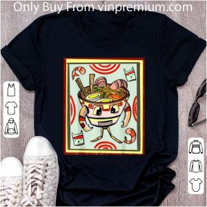 Official Kawaii Ramen Robot Anime Cat Shrimp Japanese Ramen Noodles T shirt 4