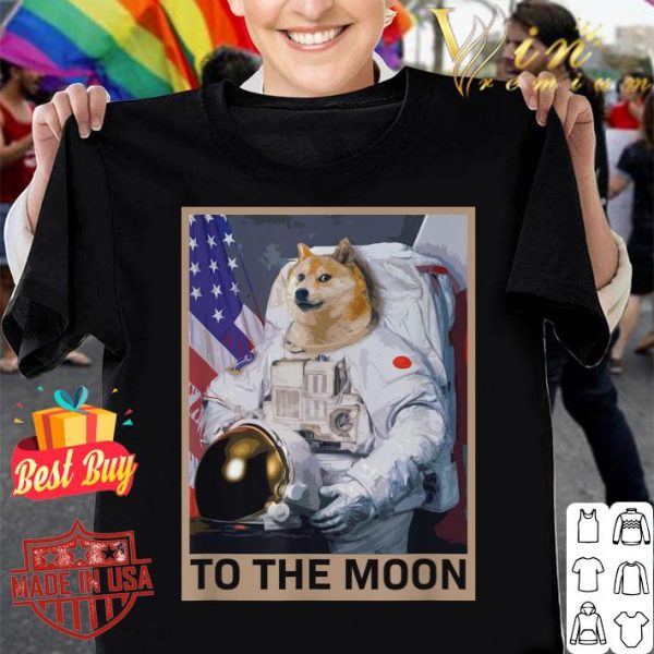 Funny Shiba Inu Dogecoin Astronaut To The Moon Blockchain Hodl Crypto Shirt 1