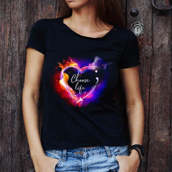 Pretty Heart Choose Life Semicolon Arrow shirt 1