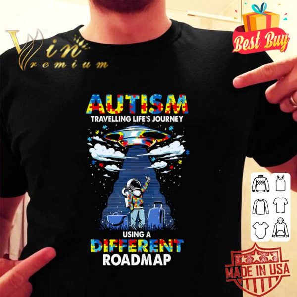 Hot Autism Awareness Travelling Life's Journey Using A Different Roadmap Shirt 2