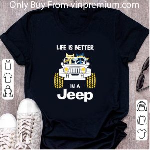 Great Life Is Better In A Jeep With Funny Cats Driving shirt 4