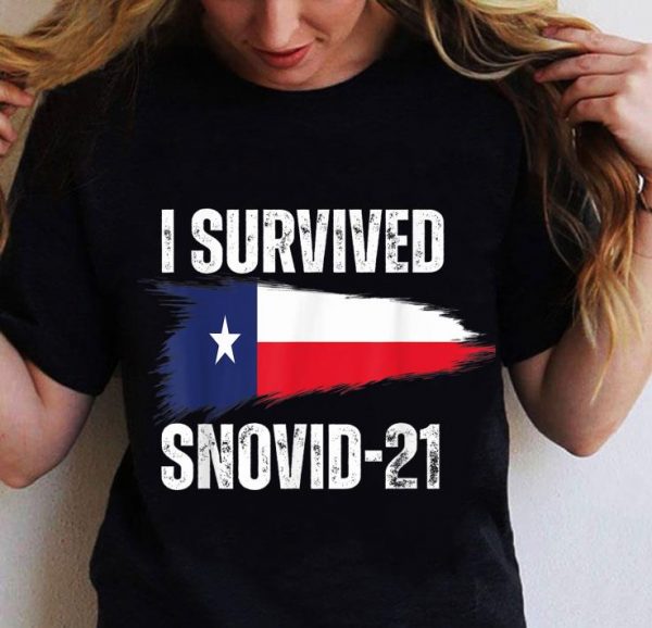 Funny I Survived Snovid-21 Texas Proud Texans Vintage Retro T-Shirt 2