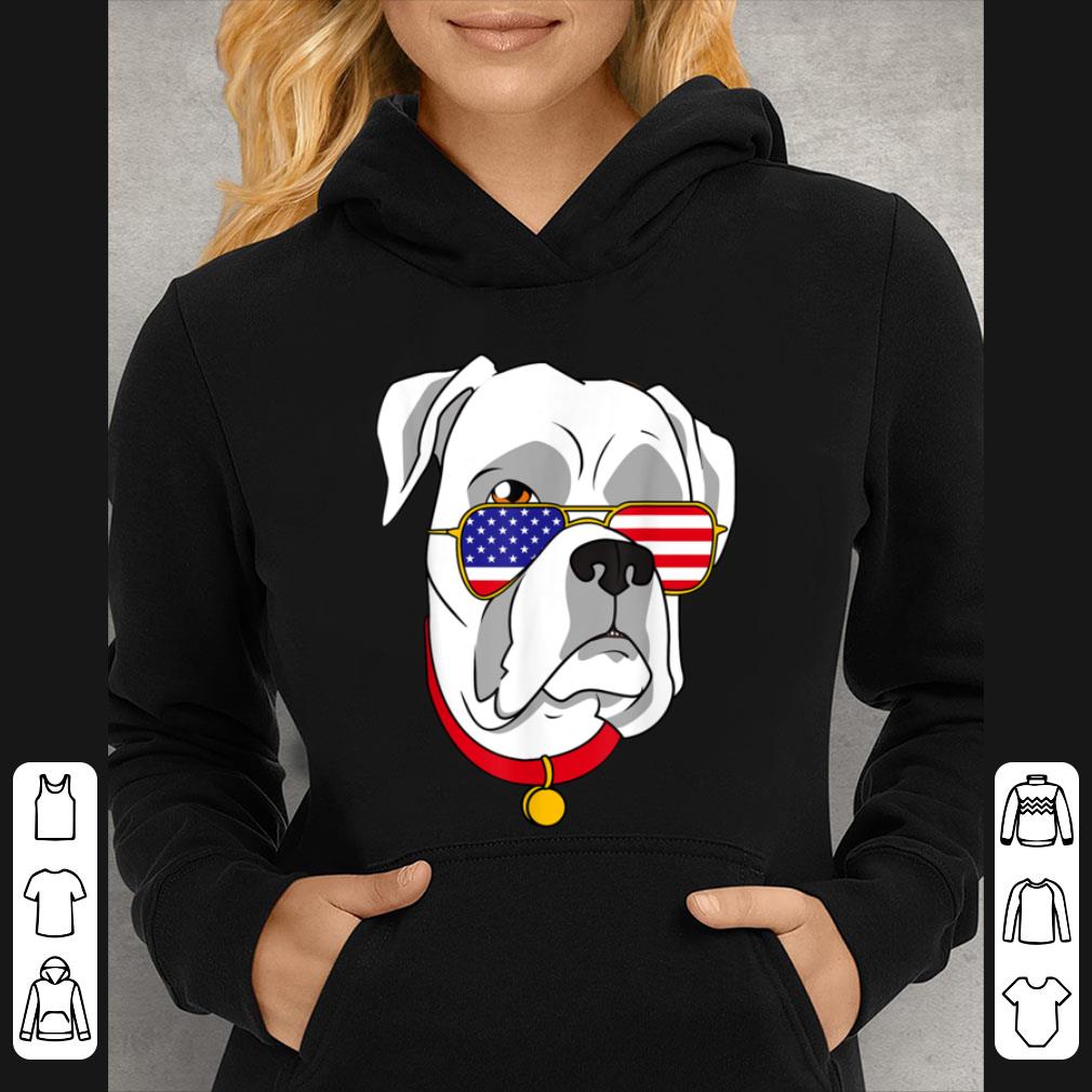 Hot White Boxer Dog Patriotic 4th Of July Women Men T- shirt