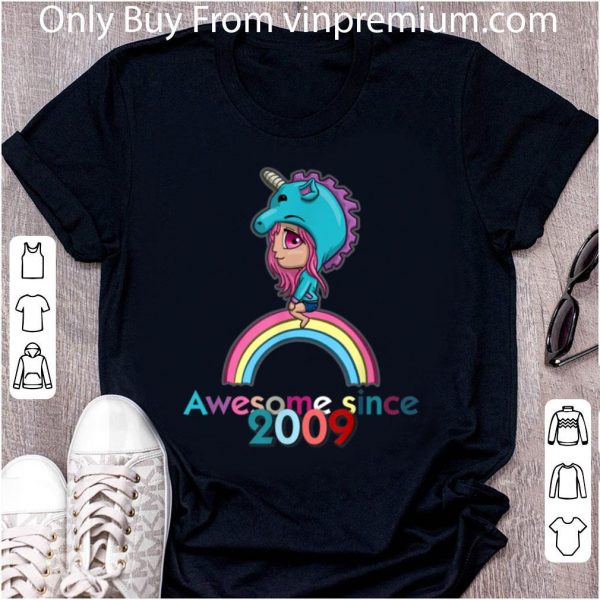 Premium Unicorn Birthday Chibi Anime Awesome Since 2009 9th shirt 2