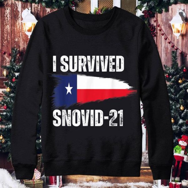 Funny I Survived Snovid-21 Texas Proud Texans Vintage Retro T-Shirt 4