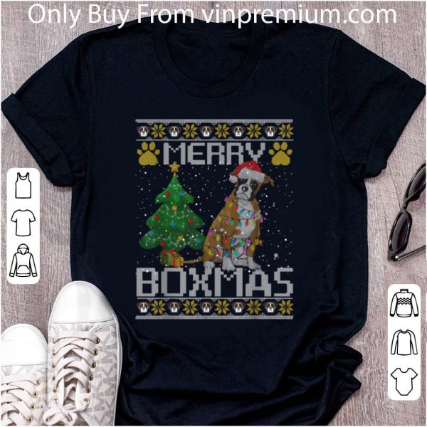 Awesome Merry Boxmas Funny Boxer Dog Lovers Christmas T shirt 2