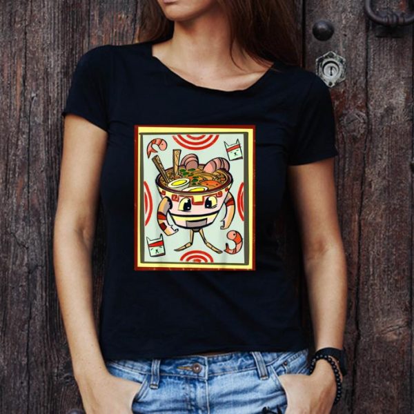 Official Kawaii Ramen Robot Anime Cat Shrimp Japanese Ramen Noodles T shirt 1