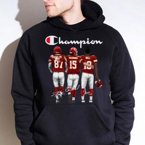 Original Champion Kansas City Chiefs Travis Kelce Patrick Mahomes II Tyreek Hill Signatures Shirt 7