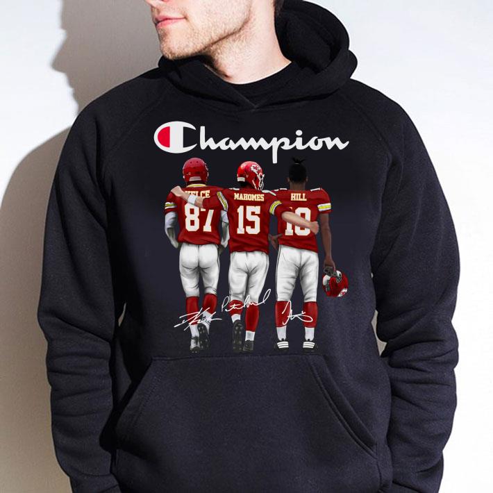 Original Champion Kansas City Chiefs Travis Kelce Patrick Mahomes II Tyreek Hill Signatures Shirt 8 Champion Kansas City Chiefs Travis Kelce Patrick Mahomes II Tyreek Hill Signatures Shirt