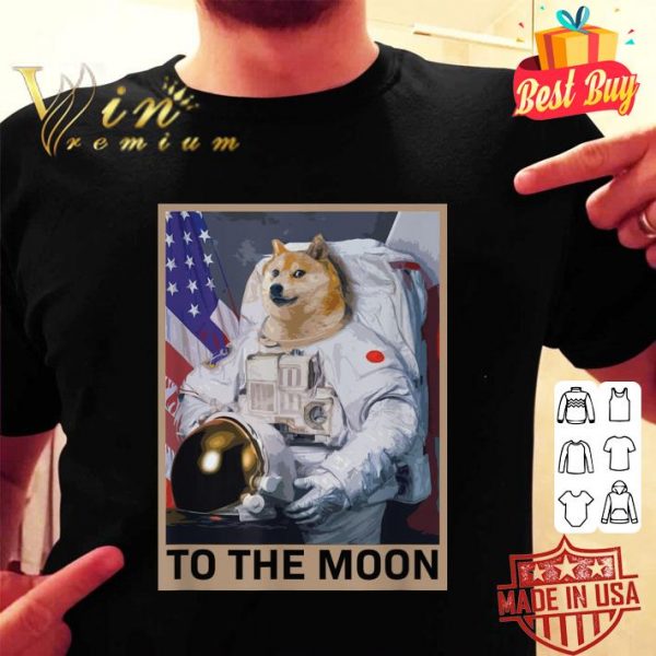 Funny Shiba Inu Dogecoin Astronaut To The Moon Blockchain Hodl Crypto Shirt 2