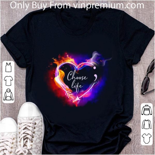 Pretty Heart Choose Life Semicolon Arrow shirt 2
