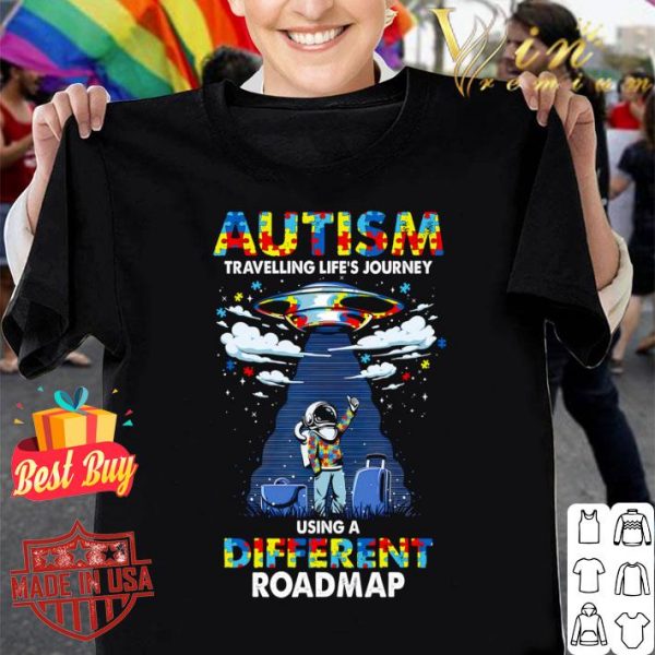 Hot Autism Awareness Travelling Life's Journey Using A Different Roadmap Shirt 1