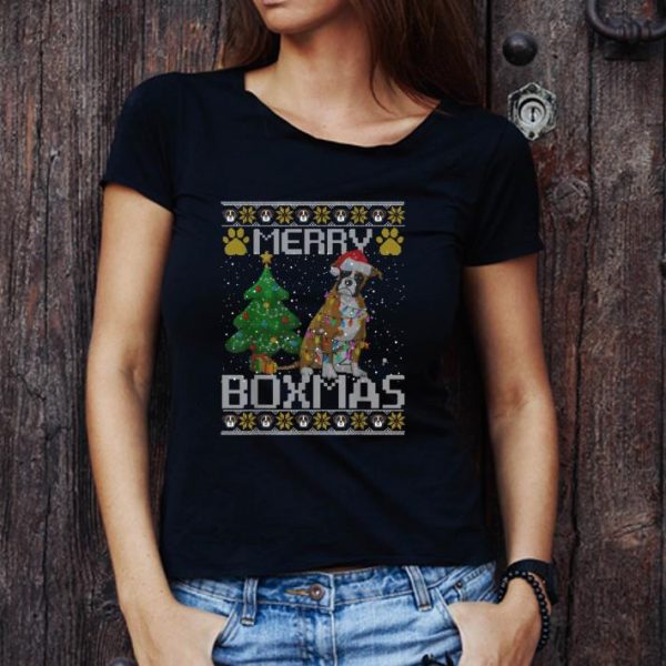 Awesome Merry Boxmas Funny Boxer Dog Lovers Christmas T shirt 1