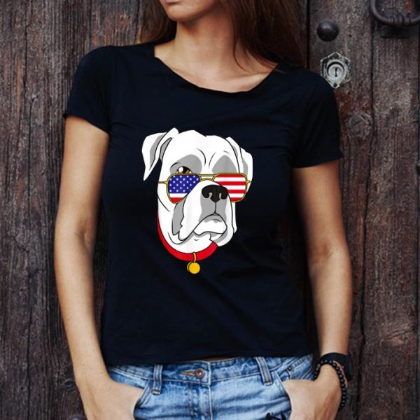 Hot White Boxer Dog Patriotic 4th Of July Women Men T- shirt 1