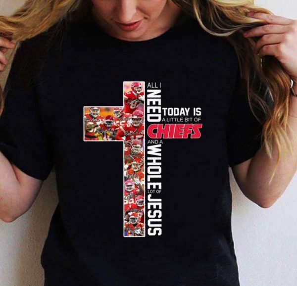 Premium All I Need Today Is A Little Bit Of Kansas City Chiefs Signatures And A Whole Lot Of Jesus Shirt 2