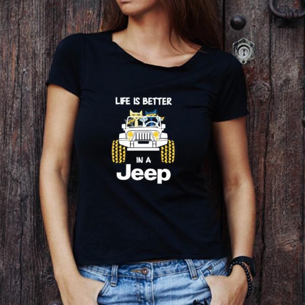 Great Life Is Better In A Jeep With Funny Cats Driving shirt 1