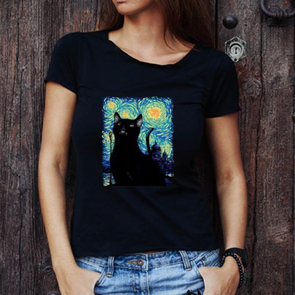 Hot Black Cat Van Gogh shirt 1