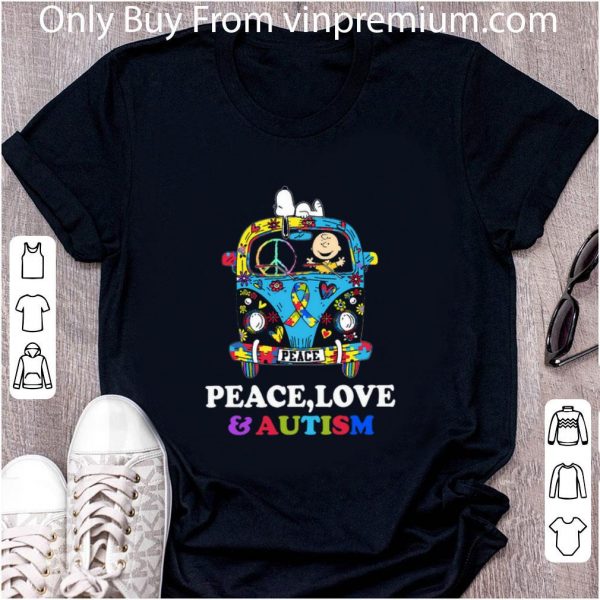 Nice Snoopy And Charlie Brown Peace Love Autism shirt 2
