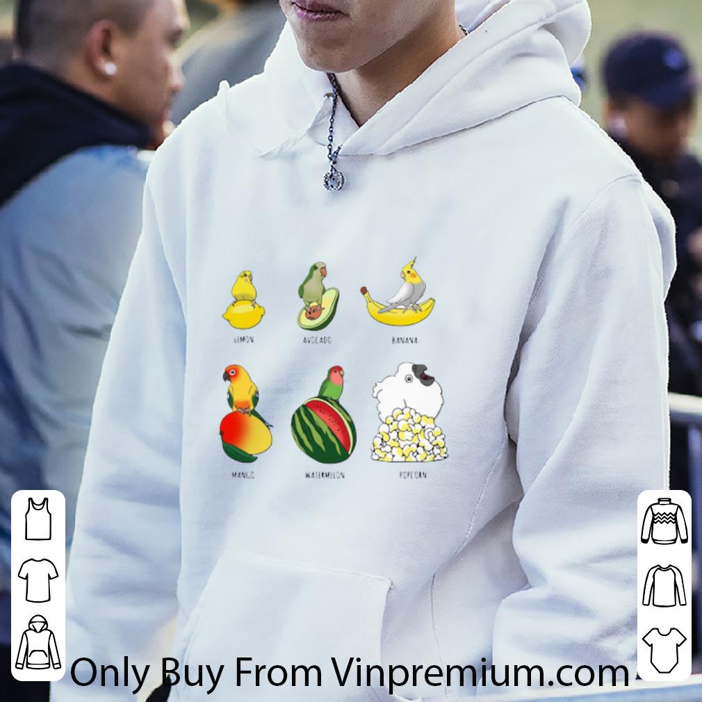 Hot Parrot Lemon Avocado Banana Mango Watermelon Popcorn shirt