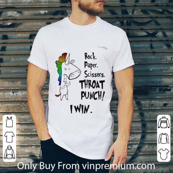 Hot Unicorn Rock Paper Scissors Throat Punch I Win shirt 2
