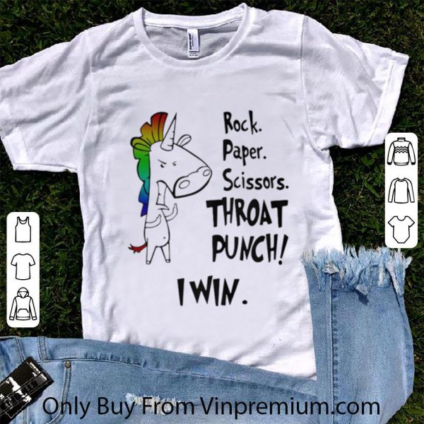 Hot Unicorn Rock Paper Scissors Throat Punch I Win shirt 1