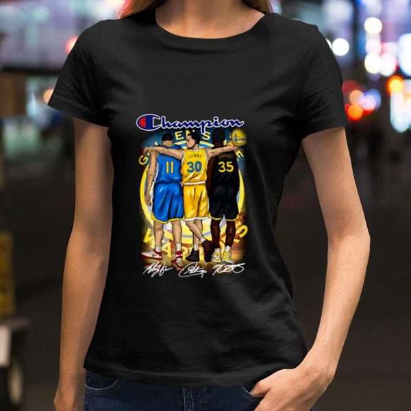 Funny Champion Golden State Warriors Stephen Curry Klay Thompson Kevin Durant Signatures Shirt 2