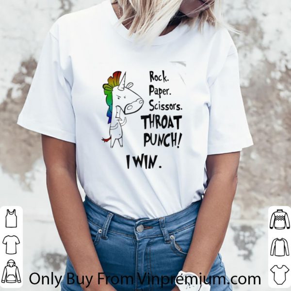 Hot Unicorn Rock Paper Scissors Throat Punch I Win shirt 3