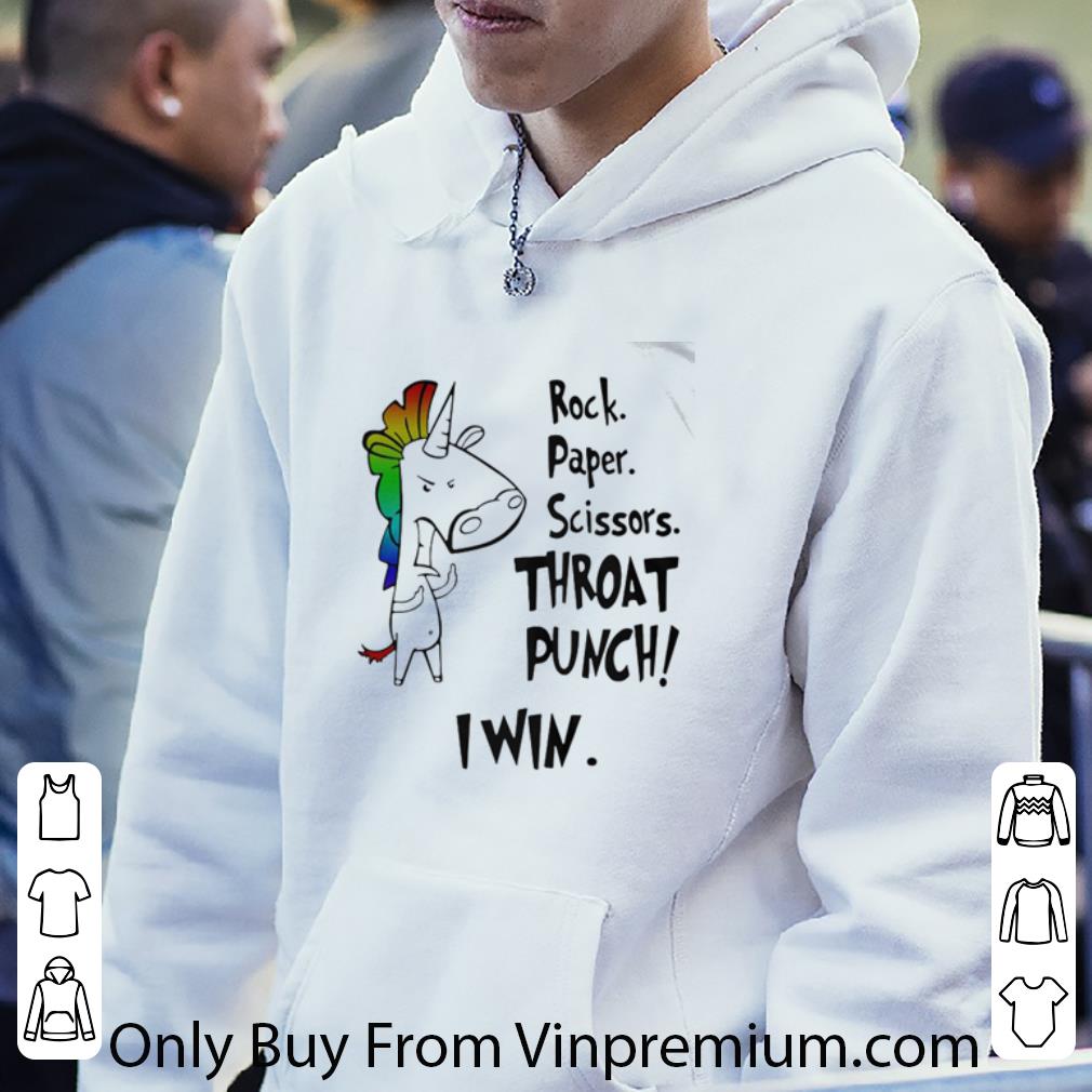 Hot Unicorn Rock Paper Scissors Throat Punch I Win shirt