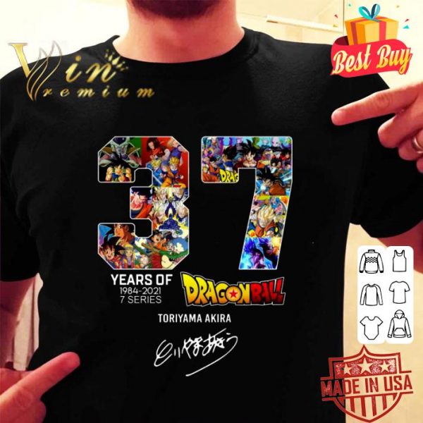 Awesome Dragon Ball 37 years of 1984-2021 7 series Toriyama Akira signature shirt 2
