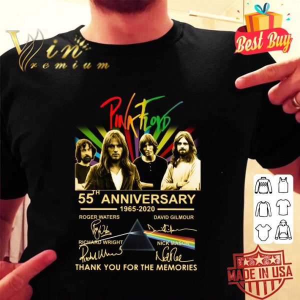Official Pink Floyd 55th anniversary 1965-2020 signatures thank you for the memories shirt 2