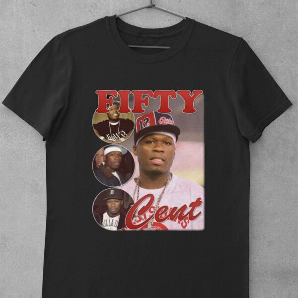 Awesome 50 Cent Fifty Cent Bootleg Rap Tee Black Vintage Style T-Shirt 1