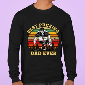 Funny Retro Vintage Best Hockey Dad Ever Gift Best Pucking Dad Ever Fathers Day Shirt 6